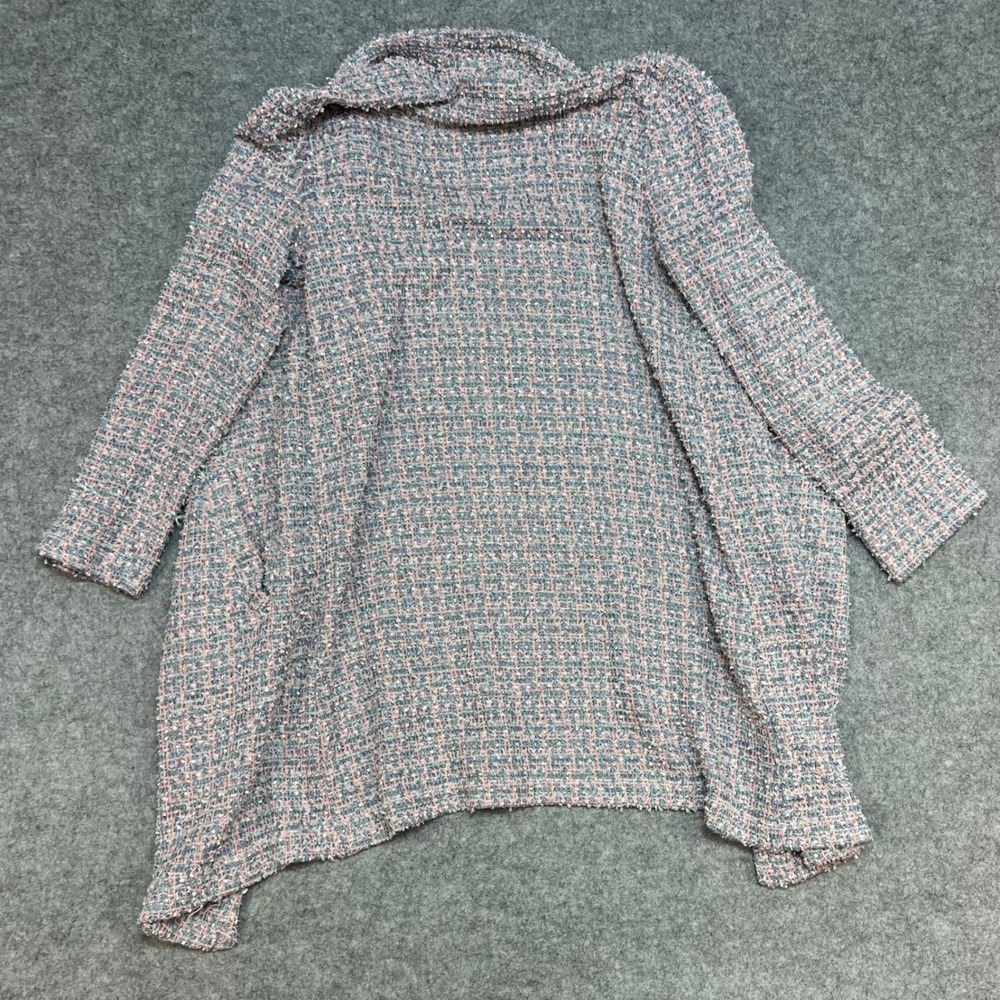 MELLODAY Women's Open Front Tweed Cardigan Jacket Pink‎ Blue Gray Size M - Picture 3 of 7